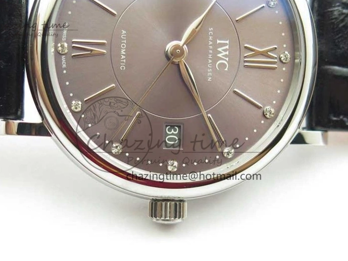 MIROTIME 0501 Portofino 37mm SS V7F 1:1 Best Edition Gray Dial on Black Leather Strap A Practical 7094